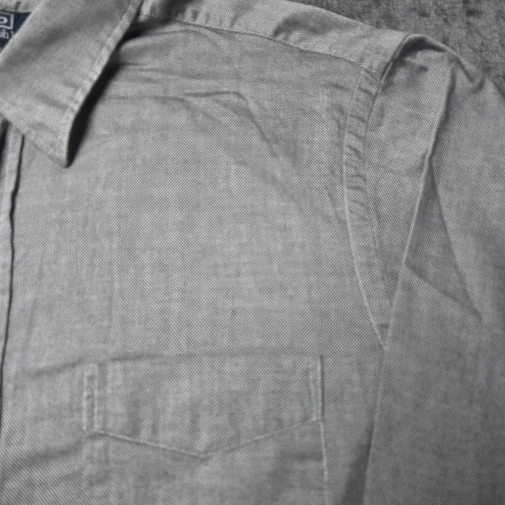 Vtg Polo Ralph Lauren Andrew Button Up Dress Shirt Mens 17.5 Gray Long Sleeve